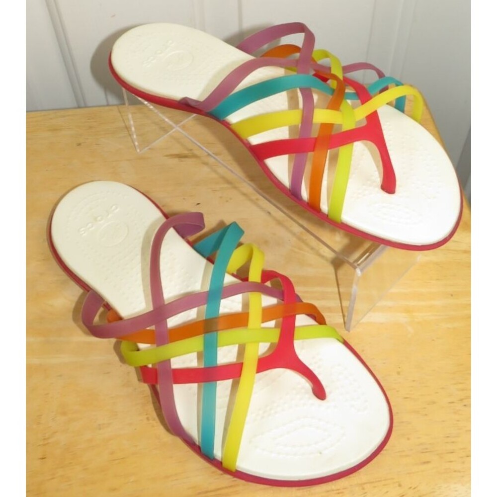 Crocs Huarache Flip Flop Multicolor Flat Sandals Multi/Geranium Size 9